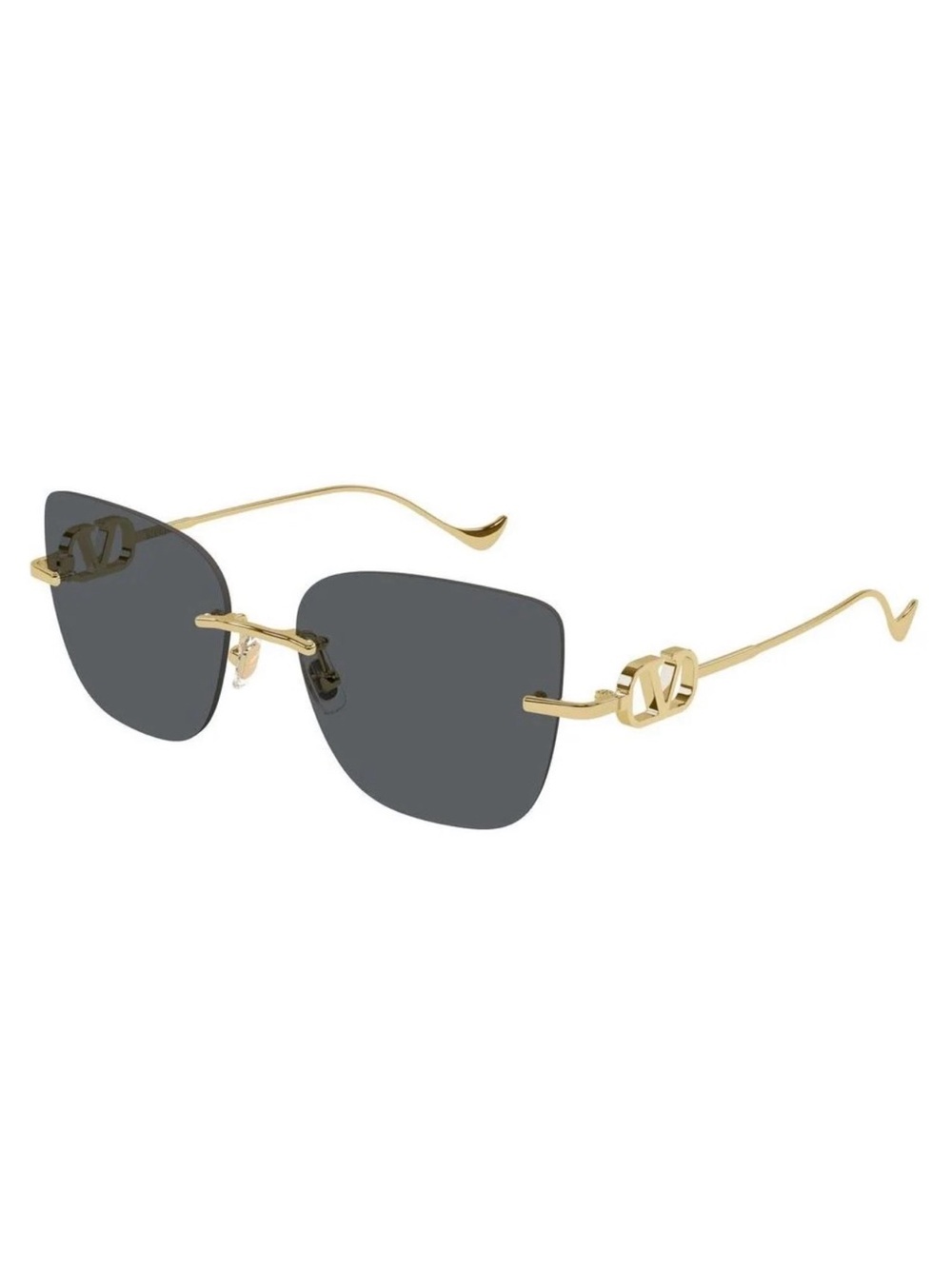 New Valentino VG0033S 001 Gold Sunglasses Grey Lenses Authentic